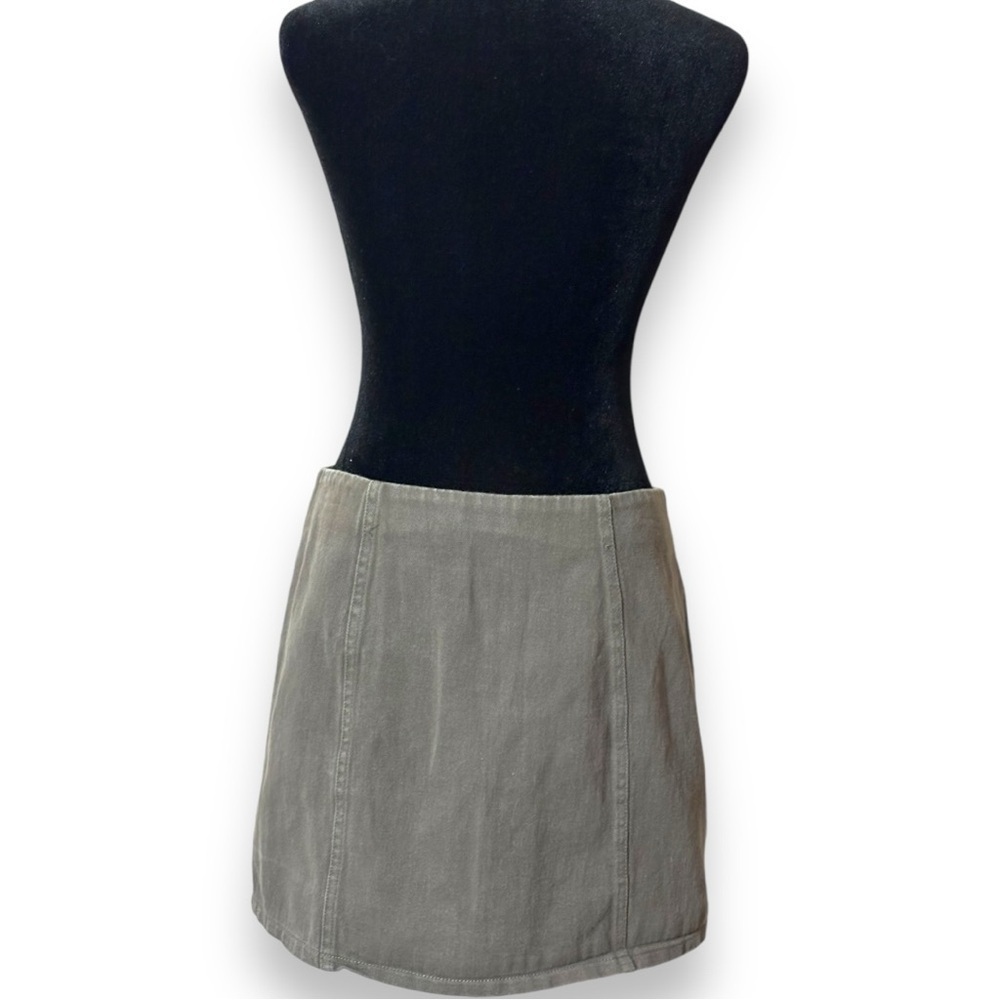Chloe & Katie Casual Lg Gray/Green Front Silver Ring Zip High Waist Mini Skirt - Picture 4 of 16